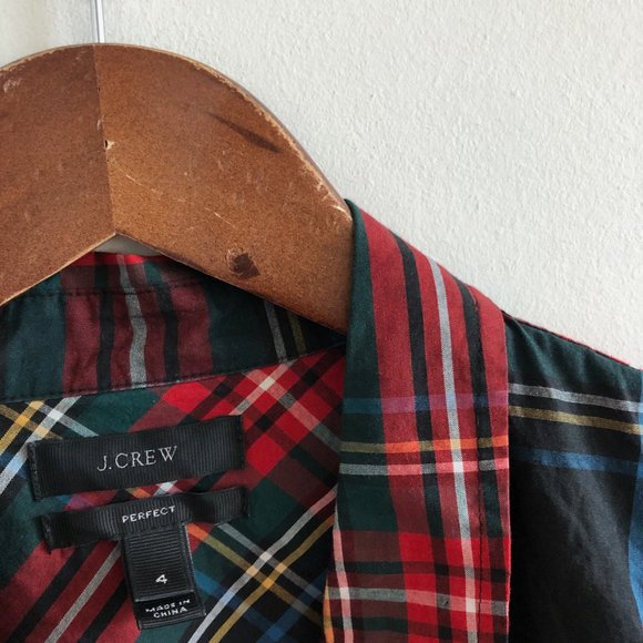 J. Crew Perfect Shirt Button Down Top 4 Steward Plaid 100% Cotton - Picture 2 of 6